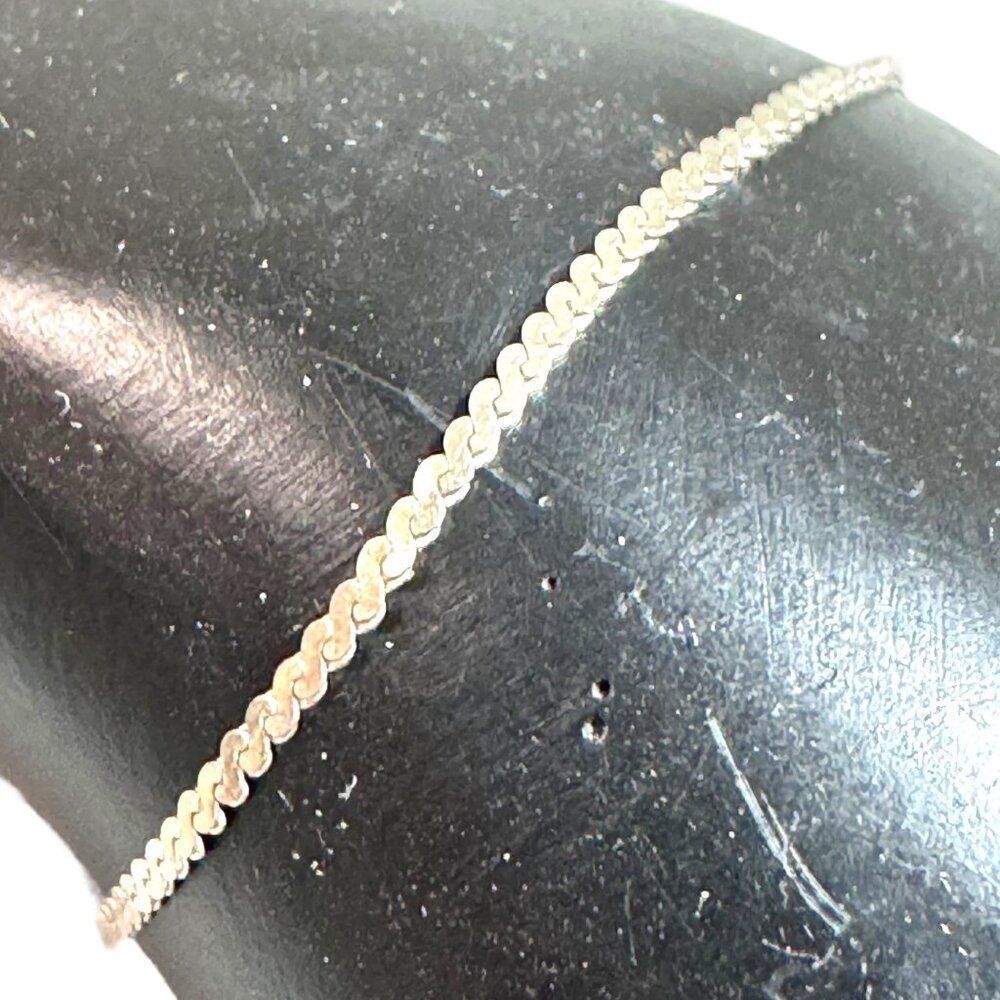 Sterling Silver 925 Italy Twisted Serpentine Chain Bracelet 7 Inches Lightweight